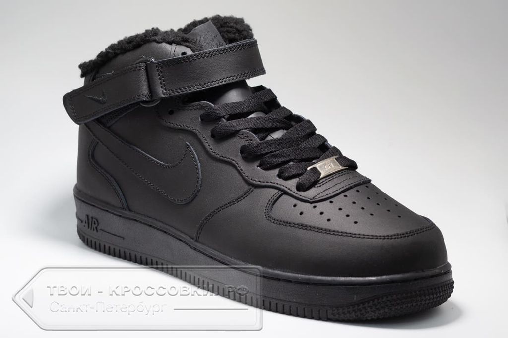 Купить кроссовки Nike Air Force 1 Mid Black WNTR с мехом мужские/женские